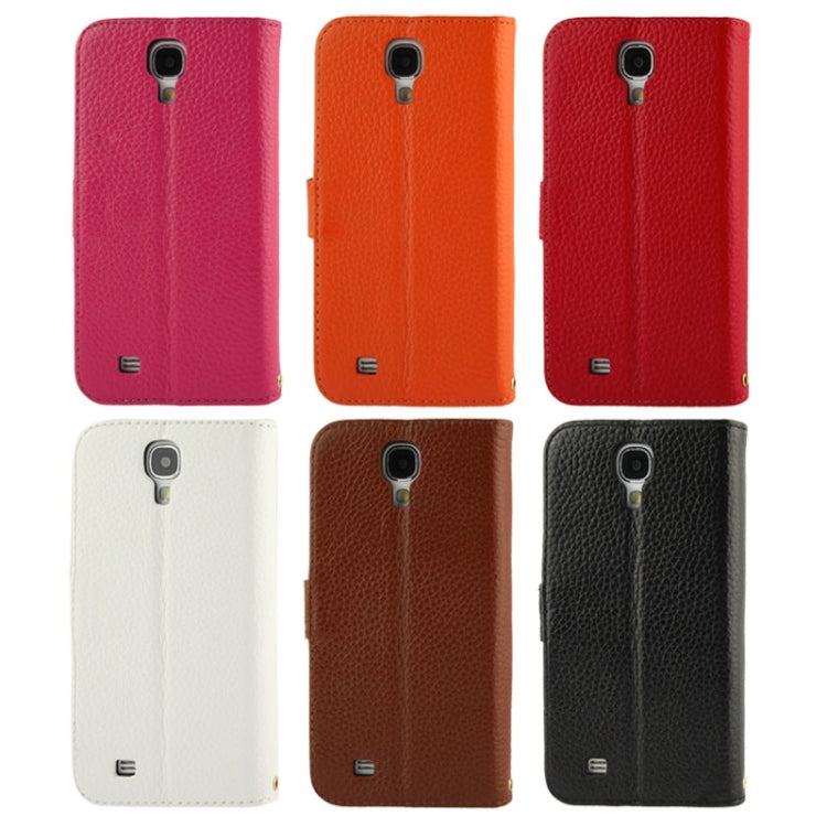 Litchi Texture Horizontal Flip Top-grain Genuine Leather Case with Credit Card Slots & Holder for Galaxy S IV / i9500
