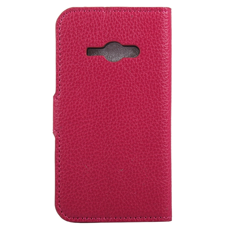 For Galaxy J1 Ace / J110 Litchi Texture Horizontal Flip Leather Case with Magnetic Snap & Card Slots & Holder & Wallet (Magenta)