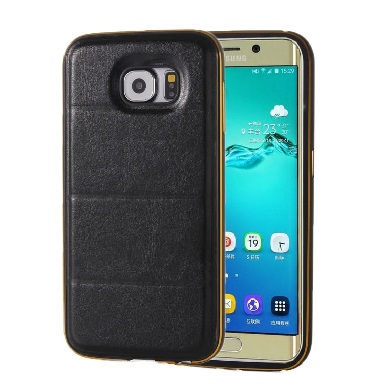 For Galaxy S6 Edge / G925 Separable Leather Case Back Shell Cover (Black)