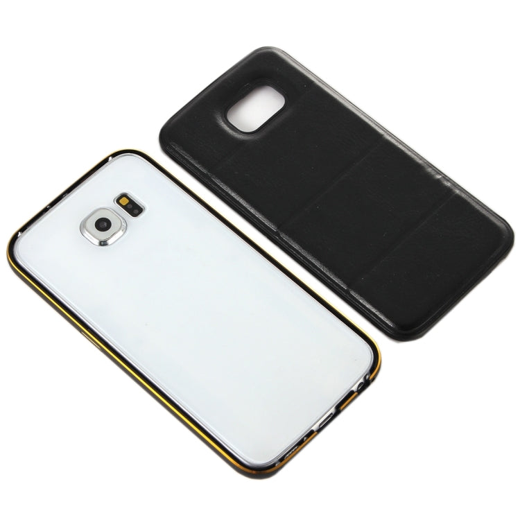 For Galaxy S6 Edge / G925 Separable Leather Case Back Shell Cover (Black)