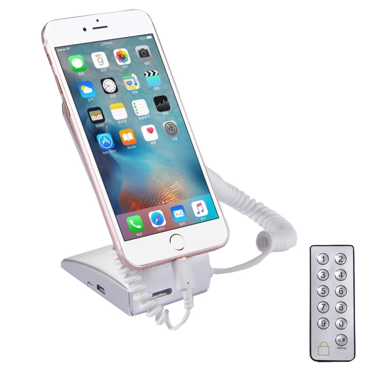 Rechargeable Mobile Phone Burglar Alarm Display Holder with Remote Control(White)