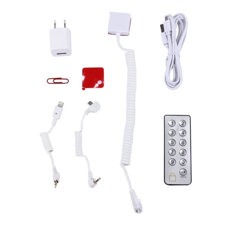 Rechargeable Mobile Phone Burglar Alarm Display Holder with Remote Control(White)