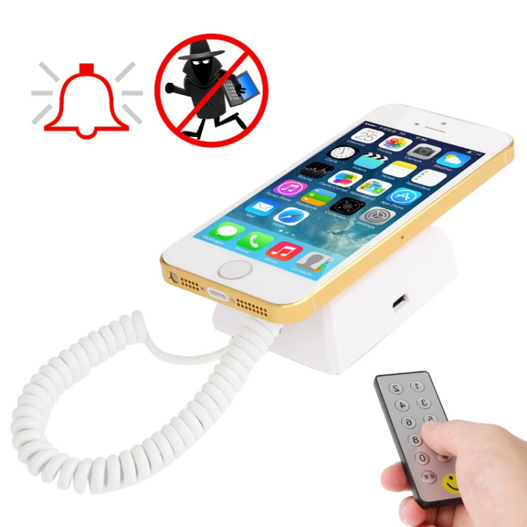 Universal Mobile Phone Burglar Display Holder / Anti-theft Display Stand with Remote Controller, Suitable for Samsung / iPhone 5S / 5C / Sony / HTC and MP4 etc.(White)