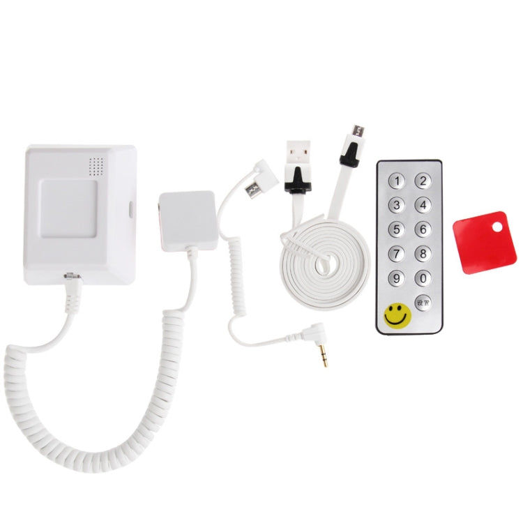 Universal Mobile Phone Burglar Display Holder / Anti-theft Display Stand with Remote Controller, Suitable for Samsung / iPhone 5S / 5C / Sony / HTC and MP4 etc.(White)