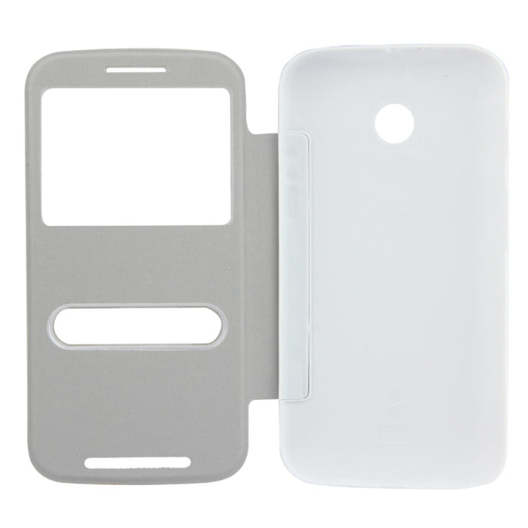 Horizontal Flip Leather Case + Plastic  Back Cover with Call Display ID for Moto E(White)