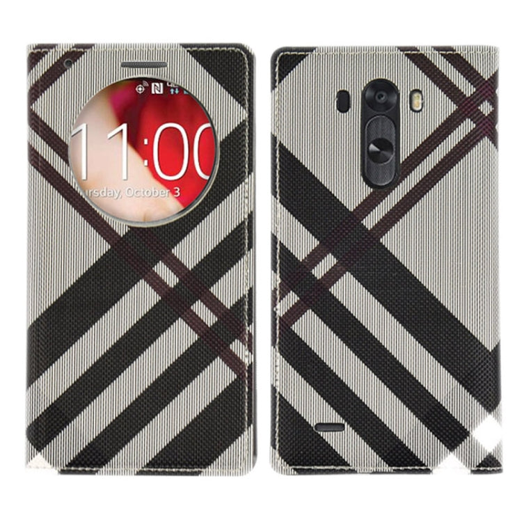 Twill Texture Horizontal Flip Leather Case + Plastic Back Cover with Call Display ID for LG G3 / D855