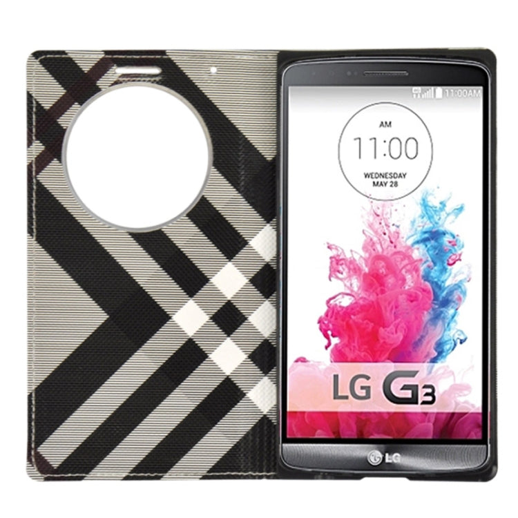 Twill Texture Horizontal Flip Leather Case + Plastic Back Cover with Call Display ID for LG G3 / D855