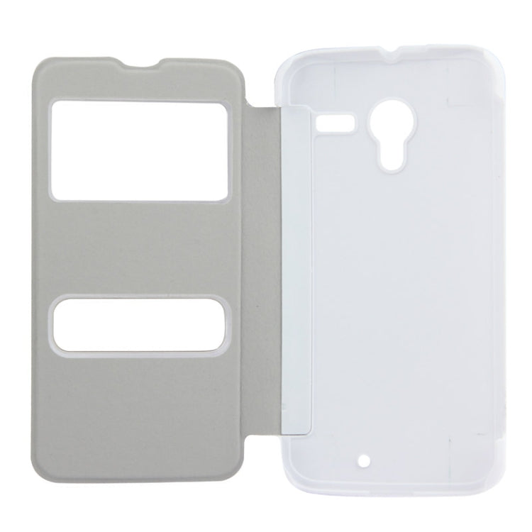 for Moto X Horizontal Flip Leather Case + Plastic  Back Cover with Call Display ID (White)