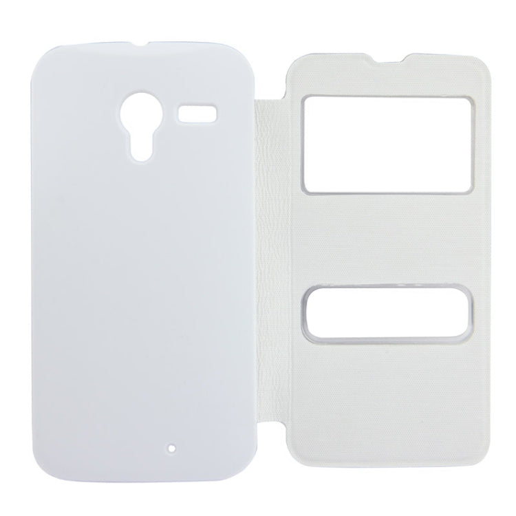 for Moto X Horizontal Flip Leather Case + Plastic  Back Cover with Call Display ID (White)