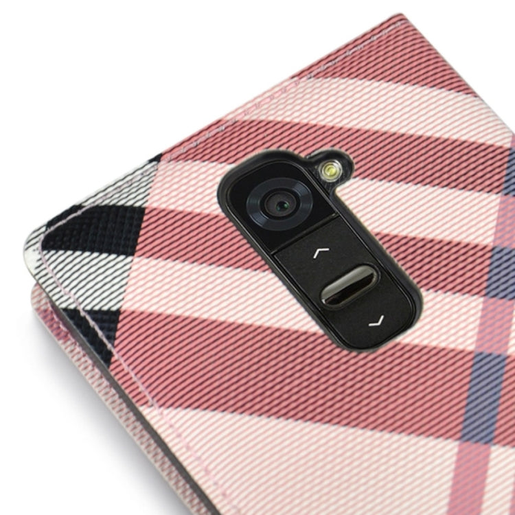 Twill Texture Slim Flip Leather Case and Plastic Back Cover with Call Display ID for LG G2 / D802