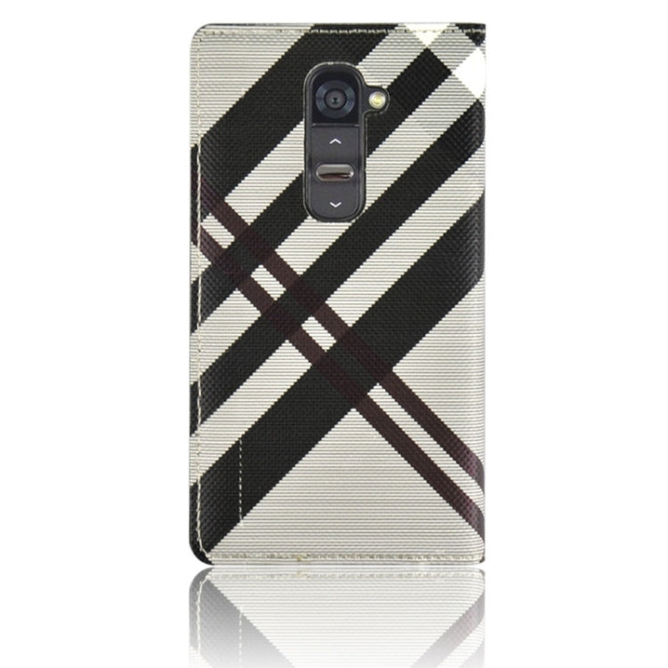 Twill Texture Slim Flip Leather Case and Plastic Back Cover with Call Display ID for LG G2 / D802