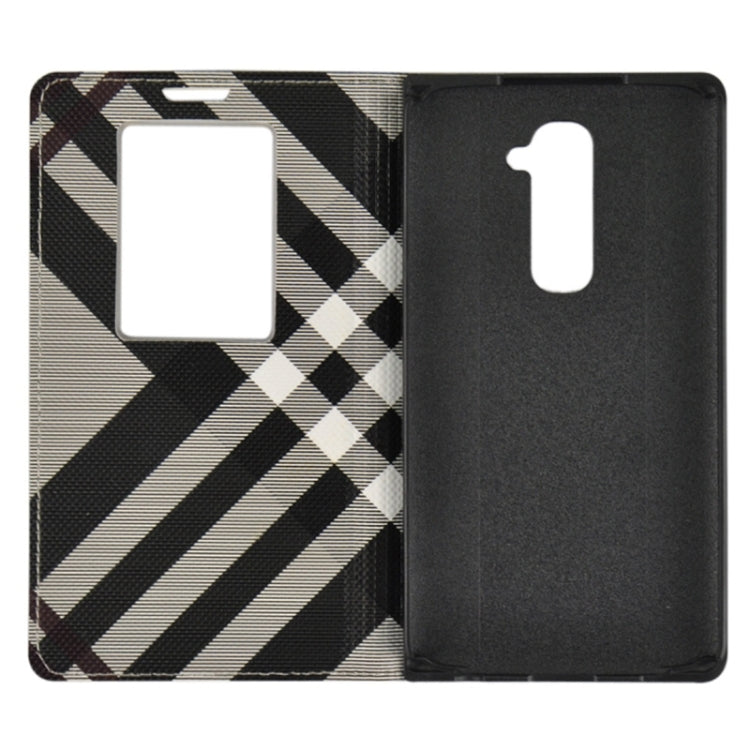 Twill Texture Slim Flip Leather Case and Plastic Back Cover with Call Display ID for LG G2 / D802