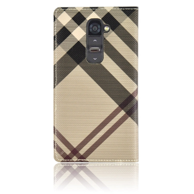 Twill Texture Slim Flip Leather Case and Plastic Back Cover with Call Display ID for LG G2 / D802