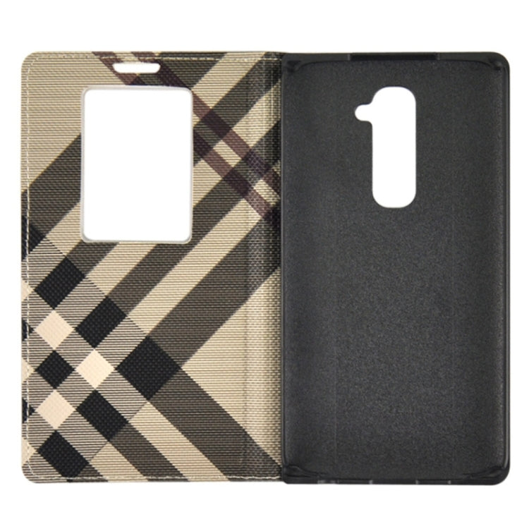Twill Texture Slim Flip Leather Case and Plastic Back Cover with Call Display ID for LG G2 / D802