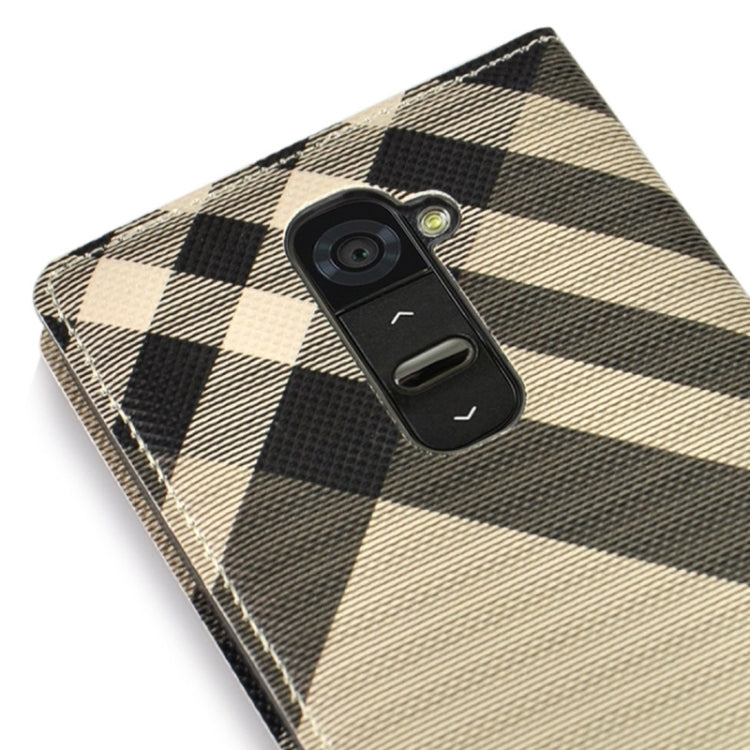 Twill Texture Slim Flip Leather Case and Plastic Back Cover with Call Display ID for LG G2 / D802