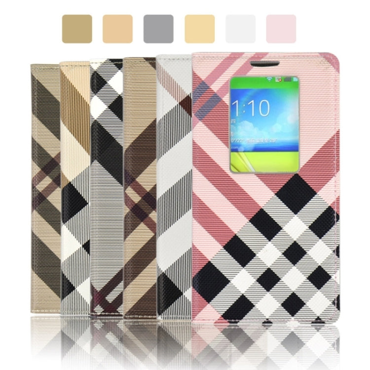 Twill Texture Slim Flip Leather Case and Plastic Back Cover with Call Display ID for LG G2 / D802