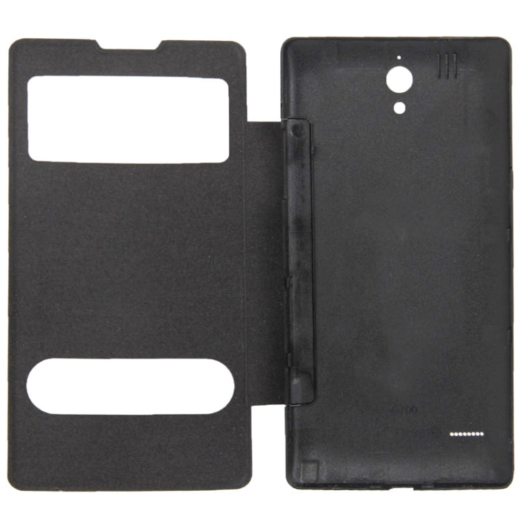 Cloth Texture Horizontal Flip Leather Case + Plastic  Back Cover with Call Display ID for Huawei Ascend G700