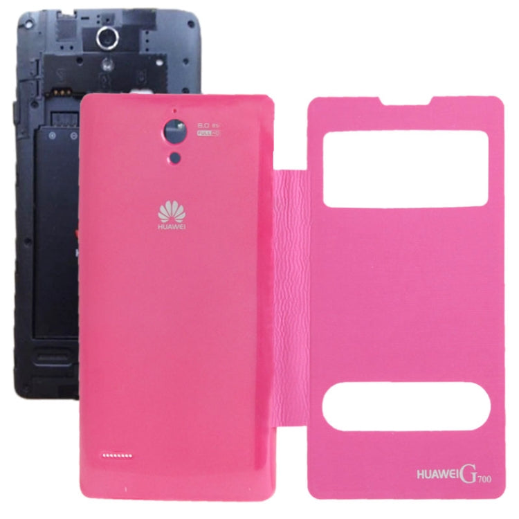 Cloth Texture Horizontal Flip Leather Case + Plastic  Back Cover with Call Display ID for Huawei Ascend G700