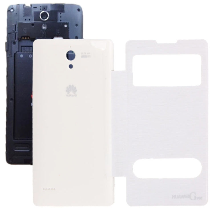 Cloth Texture Horizontal Flip Leather Case + Plastic  Back Cover with Call Display ID for Huawei Ascend G700
