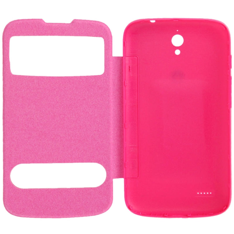 Cloth Texture Horizontal Flip Leather Case + Plastic  Back Cover with Call Display ID for Huawei Ascend G610S(Magenta)