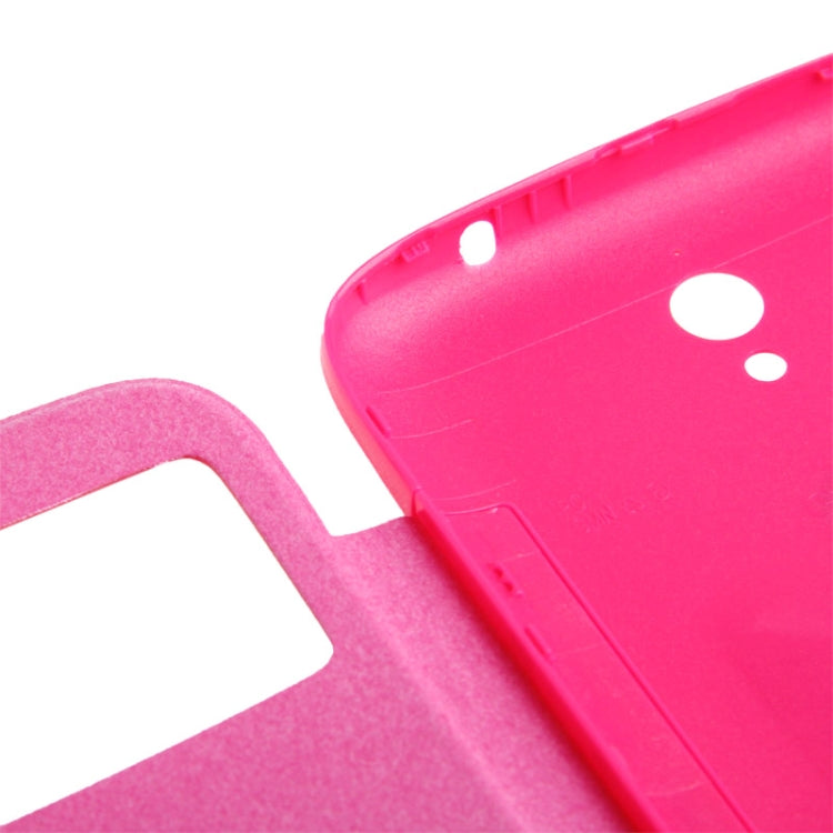 Cloth Texture Horizontal Flip Leather Case + Plastic  Back Cover with Call Display ID for Huawei Ascend G610S(Magenta)