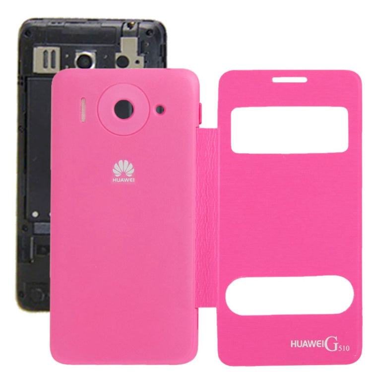 Cloth Texture Horizontal Flip Leather Case + Plastic  Back Cover with Call Display ID for Huawei Ascend G510