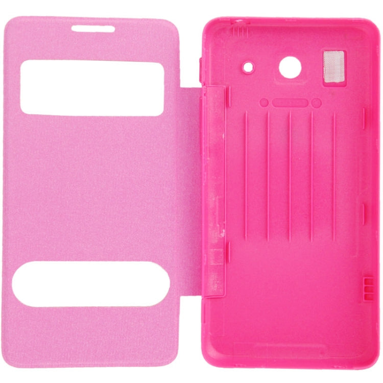 Cloth Texture Horizontal Flip Leather Case + Plastic  Back Cover with Call Display ID for Huawei Ascend G510