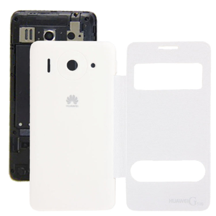 Cloth Texture Horizontal Flip Leather Case + Plastic  Back Cover with Call Display ID for Huawei Ascend G510