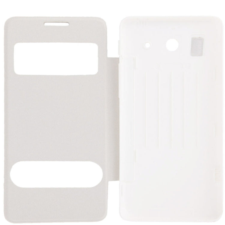 Cloth Texture Horizontal Flip Leather Case + Plastic  Back Cover with Call Display ID for Huawei Ascend G510