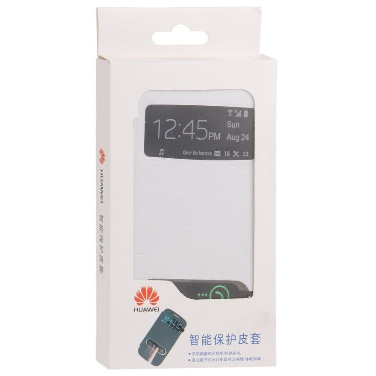 Cloth Texture Horizontal Flip Leather Case + Plastic  Back Cover with Call Display ID for Huawei Ascend G510