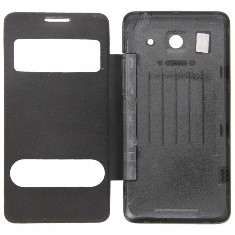 Cloth Texture Horizontal Flip Leather Case + Plastic  Back Cover with Call Display ID for Huawei Ascend G520