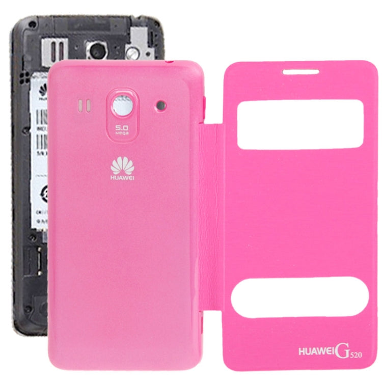 Cloth Texture Horizontal Flip Leather Case + Plastic  Back Cover with Call Display ID for Huawei Ascend G520