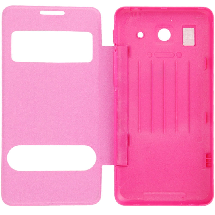 Cloth Texture Horizontal Flip Leather Case + Plastic  Back Cover with Call Display ID for Huawei Ascend G520