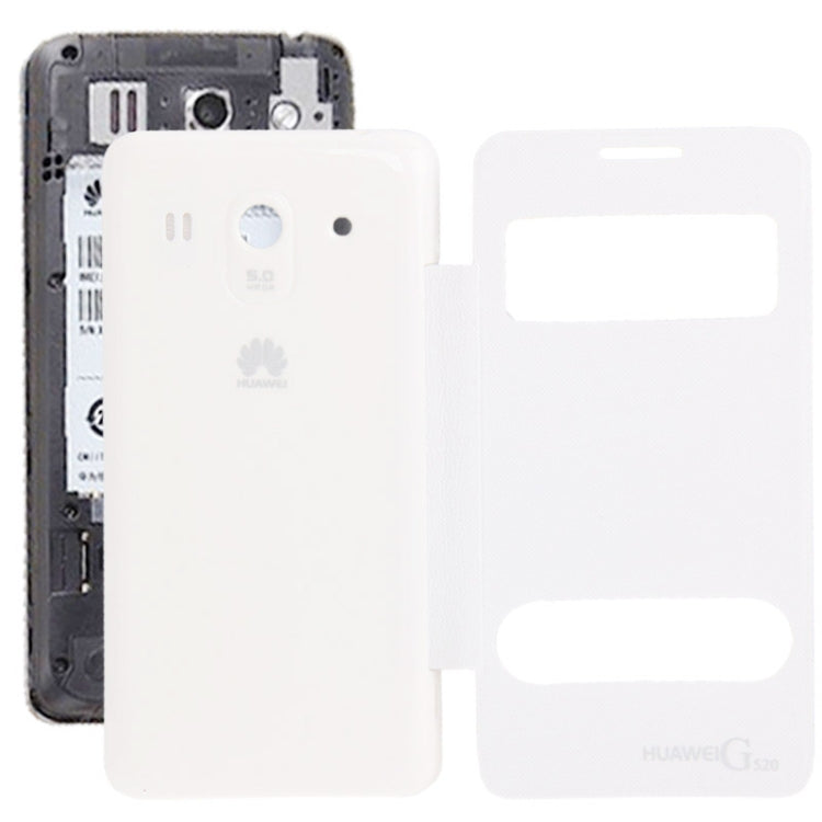 Cloth Texture Horizontal Flip Leather Case + Plastic  Back Cover with Call Display ID for Huawei Ascend G520