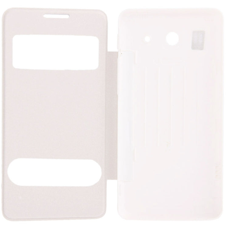 Cloth Texture Horizontal Flip Leather Case + Plastic  Back Cover with Call Display ID for Huawei Ascend G520