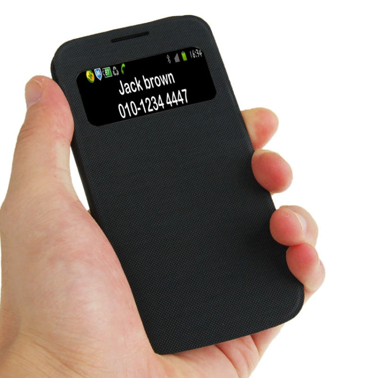 For Galaxy S IV mini / i9190 Cloth Texture  Back Cover with Flip Leather Case with Call Display ID