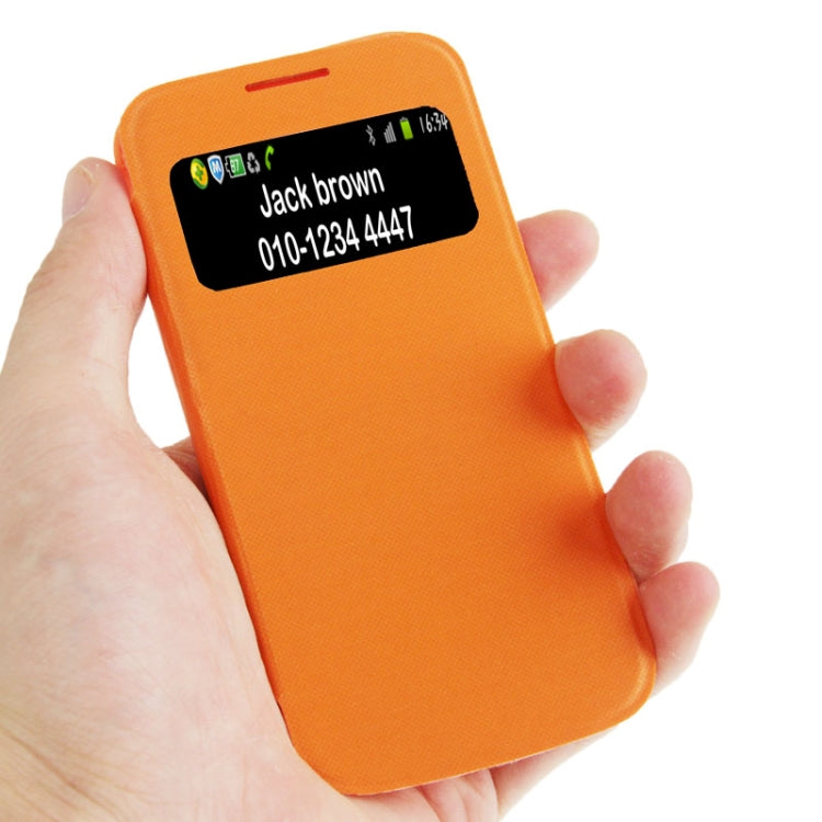 For Galaxy S IV mini / i9190 Cloth Texture  Back Cover with Flip Leather Case with Call Display ID