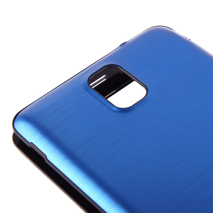 For Galaxy Note III / N9000 Transparent Window Design Flip Leather Case + Metal Brushed Paste Skin Plastic  Back Cover