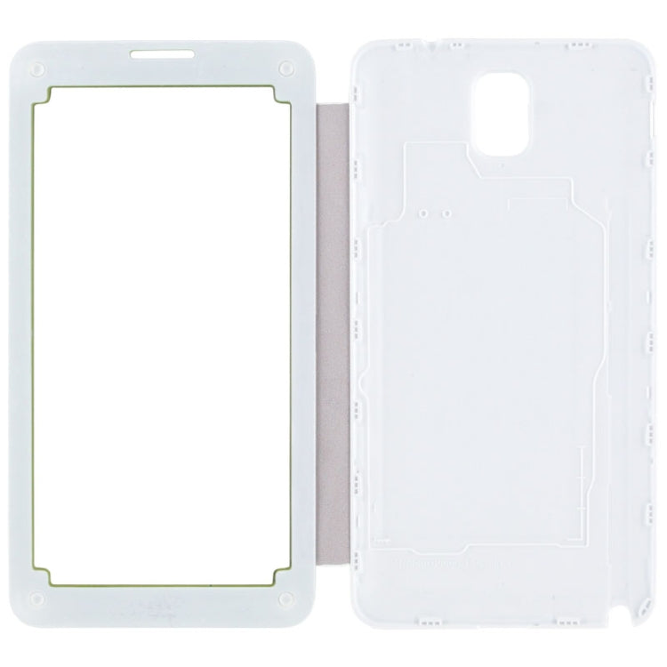 For Galaxy Note III / N9000 Transparent Window Design Flip Leather Case + Metal Brushed Paste Skin Plastic  Back Cover