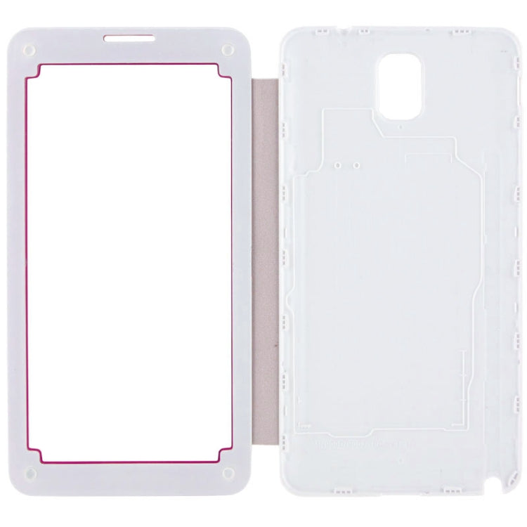 For Galaxy Note III / N9000 Transparent Window Design Flip Leather Case + Metal Brushed Paste Skin Plastic  Back Cover