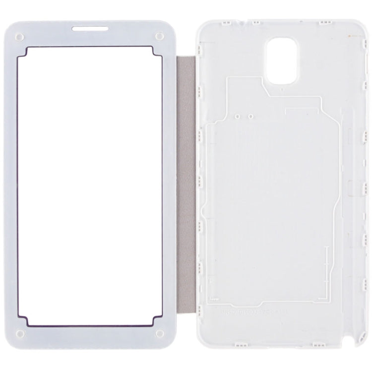For Galaxy Note III / N9000 Transparent Window Design Flip Leather Case + Metal Brushed Paste Skin Plastic  Back Cover