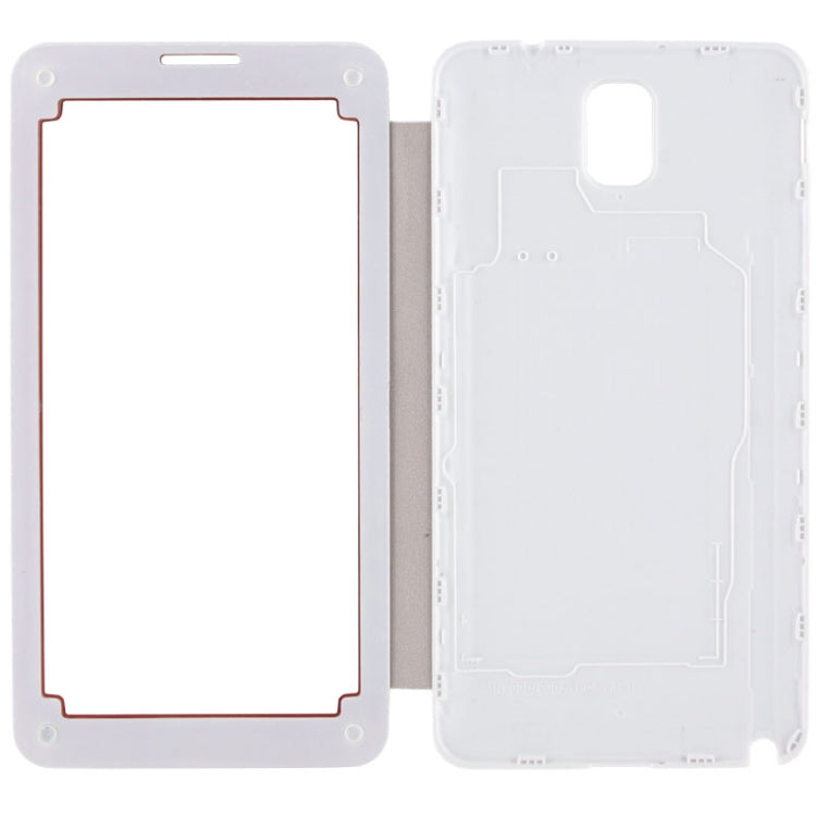 For Galaxy Note III / N9000 Transparent Window Design Flip Leather Case + Metal Brushed Paste Skin Plastic  Back Cover