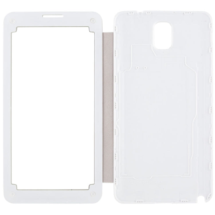 For Galaxy Note III / N9000 Transparent Window Design Flip Leather Case + Metal Brushed Paste Skin Plastic  Back Cover