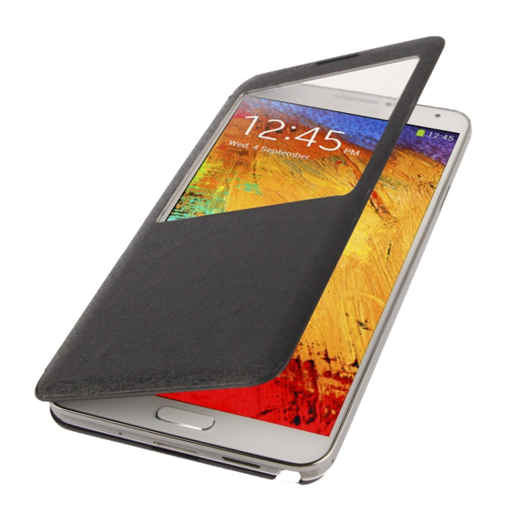For Galaxy Note III / N9000 Silver Hairline Texture Flip Leather Case + Plastic  Back Cover with Call Display ID