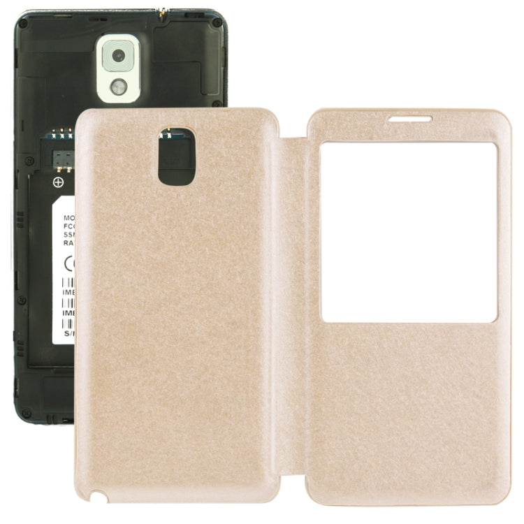 For Galaxy Note III / N9000 Silver Hairline Texture Flip Leather Case + Plastic  Back Cover with Call Display ID