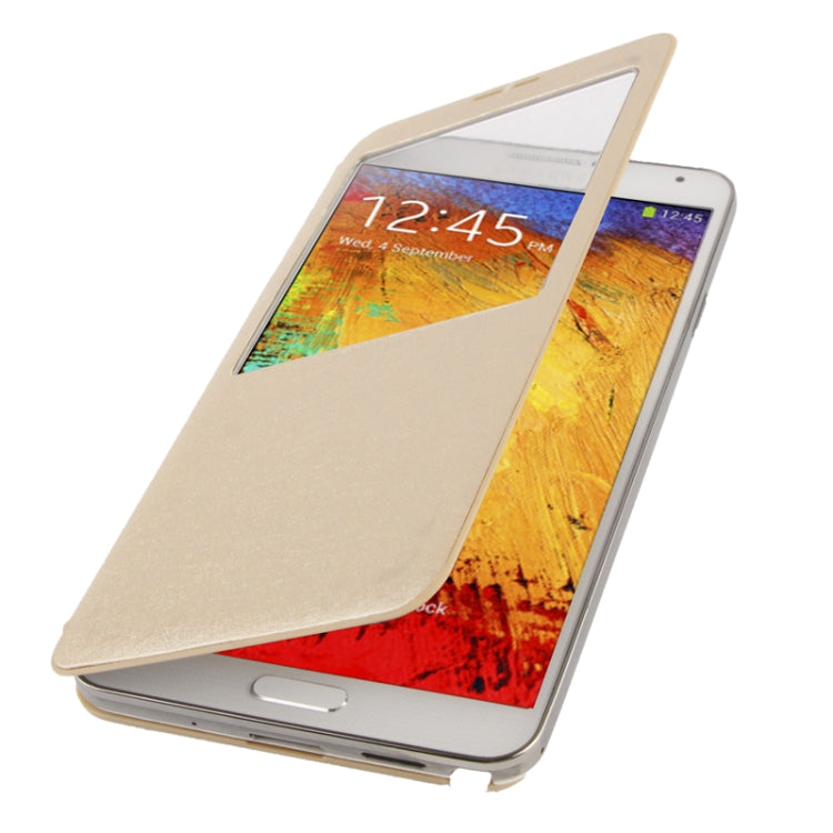 For Galaxy Note III / N9000 Silver Hairline Texture Flip Leather Case + Plastic  Back Cover with Call Display ID