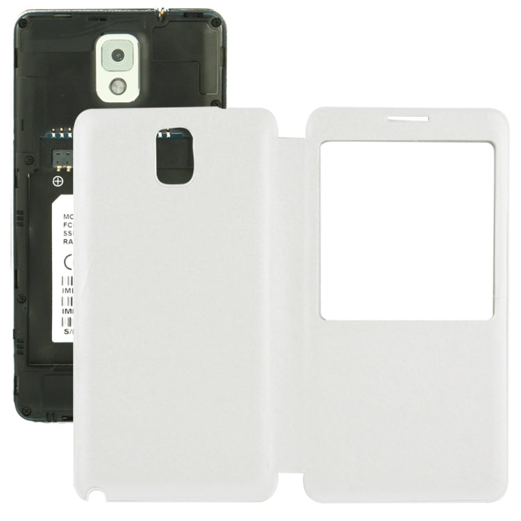 For Galaxy Note III / N9000 Silver Hairline Texture Flip Leather Case + Plastic  Back Cover with Call Display ID