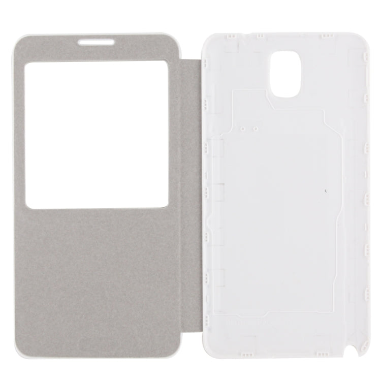 For Galaxy Note III / N9000 Silver Hairline Texture Flip Leather Case + Plastic  Back Cover with Call Display ID