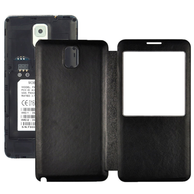 For Galaxy Note III / N9000 Crazy Horse Texture Flip Leather Case + Plastic  Back Cover with Call Display ID