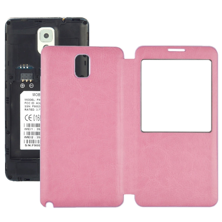 For Galaxy Note III / N9000 Crazy Horse Texture Flip Leather Case + Plastic  Back Cover with Call Display ID